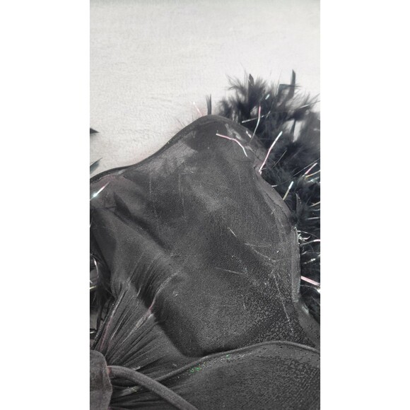 Black Angel Butterfly Wings Rave Cosplay Costume Metallic Tinsel Feather - Picture 6 of 8